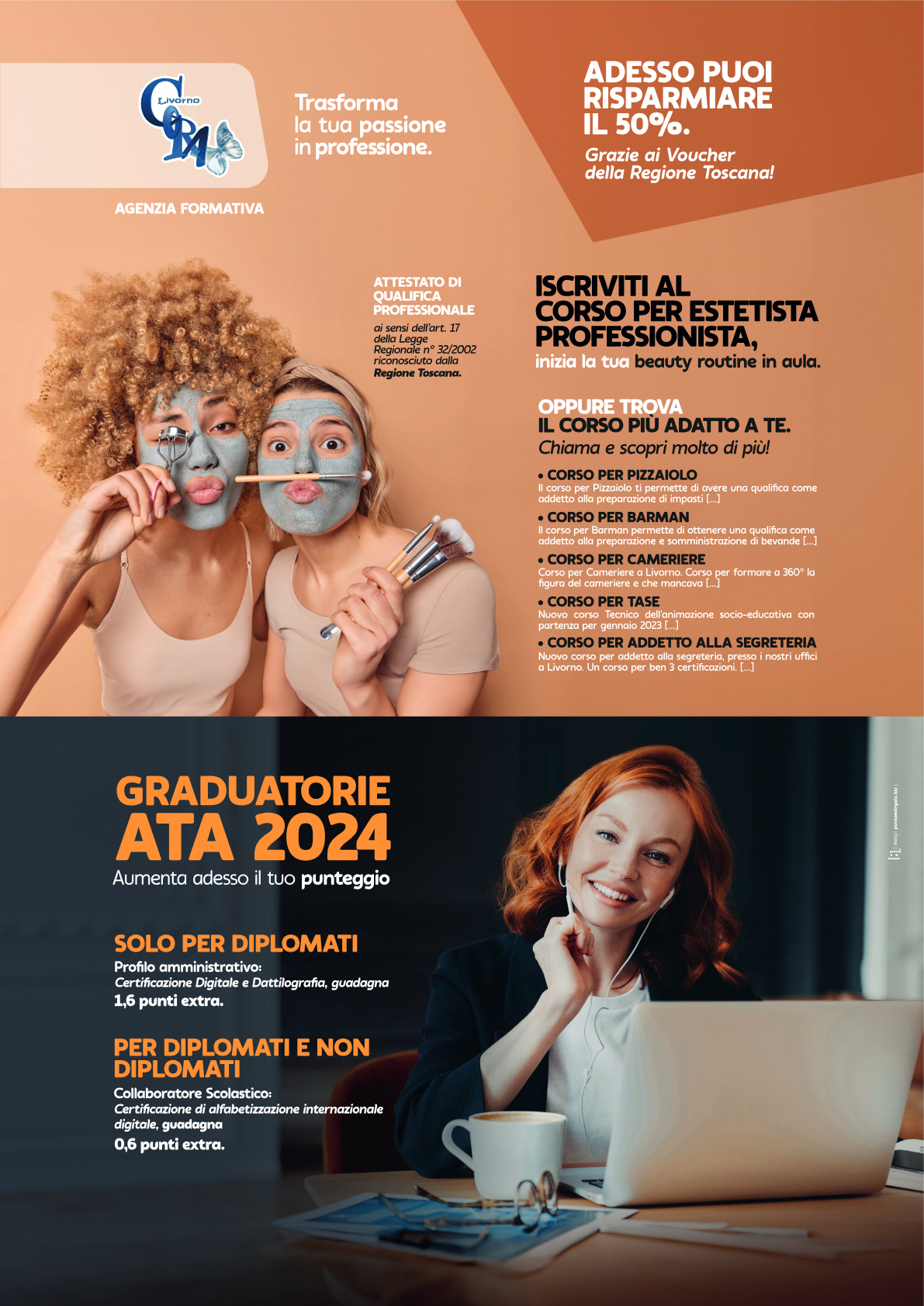 corsi per estetista, pizzaiolo, barman, camerire, tase, adetto segreteria ADESSO PUOI RISPARMIARE IL 50%. Grazie ai Voucher della RegioneToscana! + graduatorie ata 2024